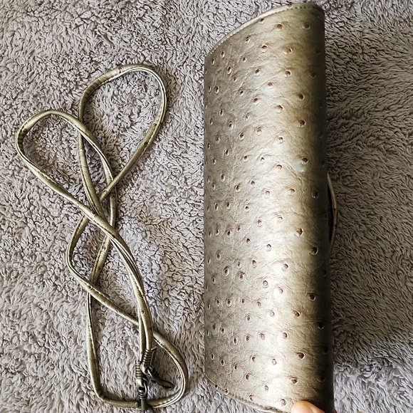 Woman shoulder cross body handbag clutch faux ostrich sexy party - Picture 8 of 8